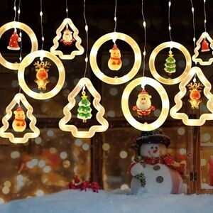 Madala USB Christmas Icicle Lights Featuring Santa and Friends with Remote